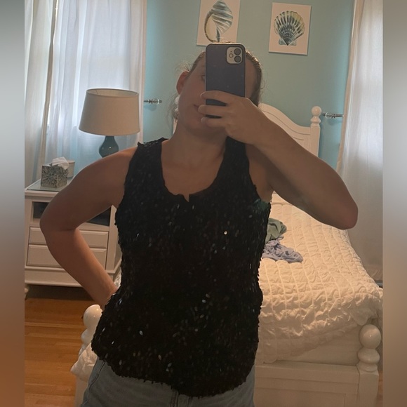 Javier Simorra Collection Tank Top with black sequins and 3 buttons - Picture 3 of 3